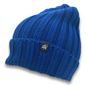 Blue Knit Cable Beanie Thick Warm Soft Long Cuffed Ski Cap Winter Snowboard Hat